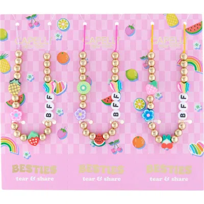 Capelli New York Kids' 3-pack Besties Friendship Necklaces In Gold Multi
