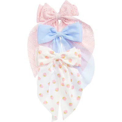Capelli New York Kids' 3-pack Bow Hair Clips In Pink