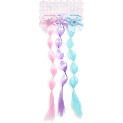 Capelli New York Kids' 3-pack Faux Hair Bubble Braid Ponytail Holders In Pink