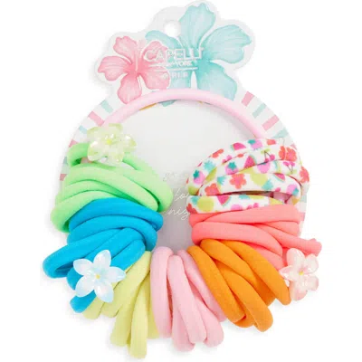 Capelli New York Kids' 35-pack Hibiscus Floral Ponytail Holders In Multi