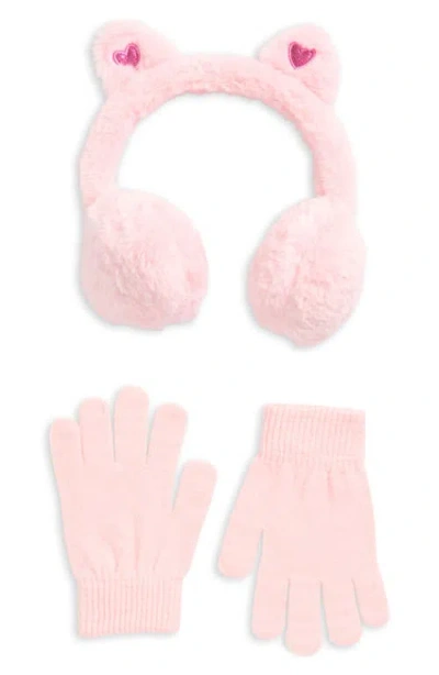 Capelli New York Kids' 3d Kitty Earmuffs & Gloves Set In Pink