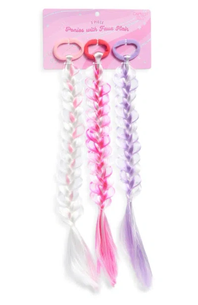 Capelli New York Kids' 3-pack Braided Faux Hair Extensions In Pink