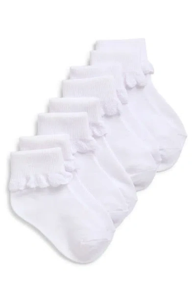 Capelli New York Kids' 4-pack Scallop Cuff Ankle Socks In White