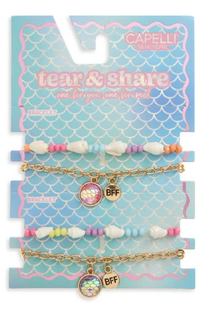 Capelli New York Kids' 4-piece Seashell Bestie Bracelets In Multi