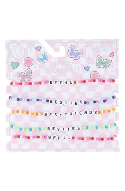 Capelli New York Kids' 5-pack Besties Choker Necklaces In Pink Multi