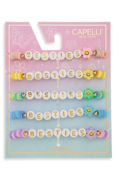 Capelli New York Kids' 5-pack Pretty Besties Beaded Bracelets In Multi