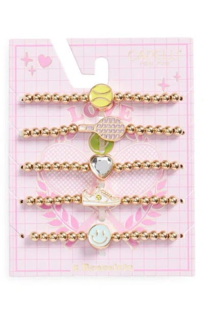 Capelli New York Kids' 5-pack Sporty Assorted Beaded Bracelets In Gold