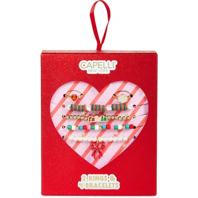 Capelli New York Kids' 6-pack Assorted Holiday Jewelry Boxed Set In Multi