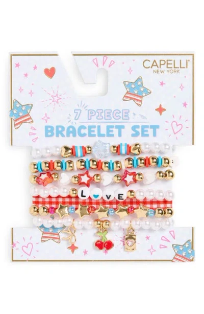 Capelli New York Kids' 7-pack Love Bracelet Set In Multi