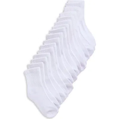 Capelli New York Kids' 8-pack Cushioned Quarter Socks In White