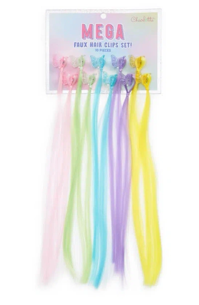 Capelli New York Kids' Assorted 10-pack Faux Hair Extension Butterfly Clips In Blue Multi