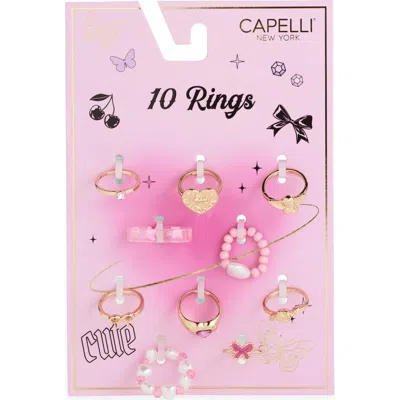 Capelli New York Kids' Assorted 10-ring Set In Gold