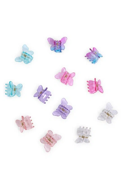 Capelli New York Kids' Assorted 12-pack Glitter Butterfly Jaw Clips In Purple Combo
