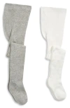 Capelli New York Kids' Assorted 2-pack Cotton Blend Sweater Tights In White