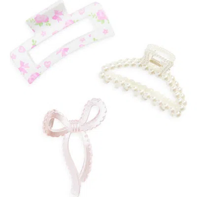 Capelli New York Kids' Assorted 3-pack Claw Clip Set In Pink