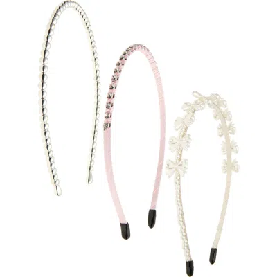 Capelli New York Kids' Assorted 3-piece Faux Pearl Bow Headband Set In Pink