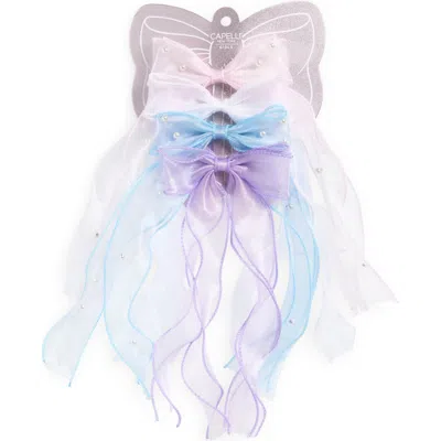 Capelli New York Kids' Assorted 4-pack Bows In Blue Pale Multi