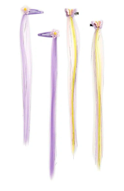 Capelli New York Kids' Assorted 4-pack Faux Hair Extension Clips In Lilac
