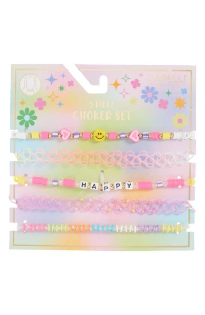 Capelli New York Kids' Assorted 5-pack Choker Set In Pink Multi