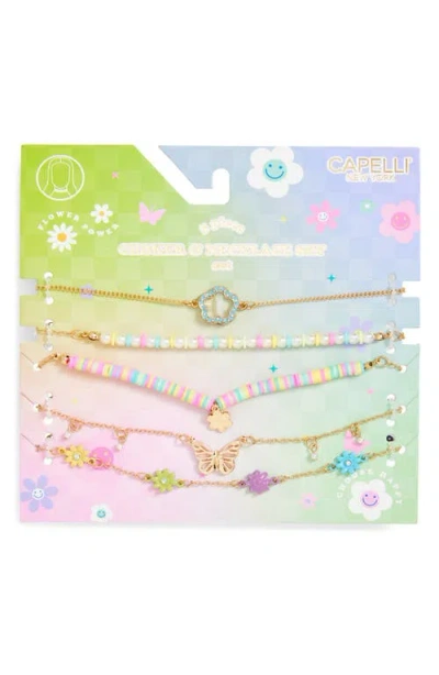 Capelli New York Kids' Assorted 5-pack Spring Choker & Necklace Set In Multi