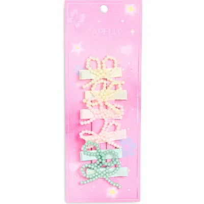 Capelli New York Kids' Assorted 6-pack Bow Pelican Beaded Barrettes In Multi