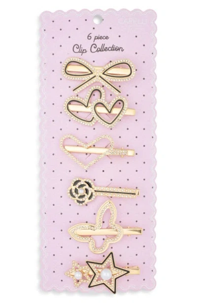 Capelli New York Kids' Assorted 6-pack Hair Clips Set In Gold