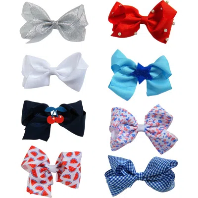 Capelli New York Kids' Assorted 8-pack Americana Bow Clips