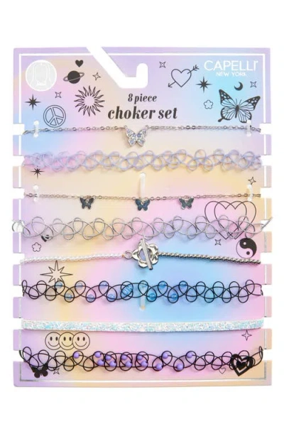 Capelli New York Kids' Assorted 8-pack Charm Choker Necklaces In Purple