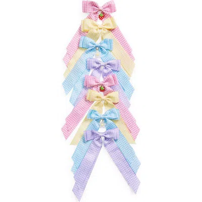 Capelli New York Kids' Assorted 8-pack Gingham Bow Clips In Red Multi