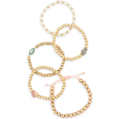 Capelli New York Kids' Assorted Set Of 5 Beaded Bracelets In Gold