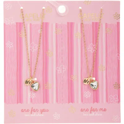 Capelli New York Kids' Bff Heart Necklace Set In Gold