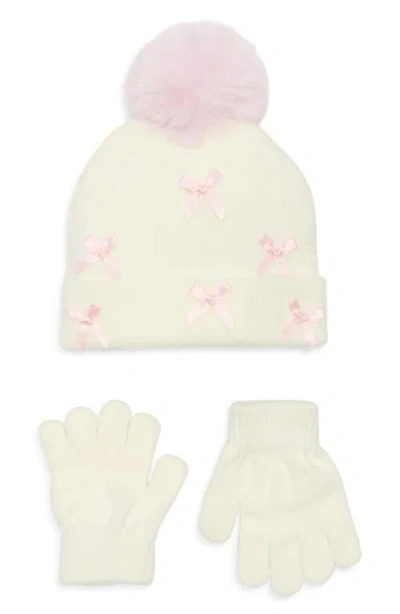 Capelli New York Kids' Bow Beanie & Gloves Set In Multi