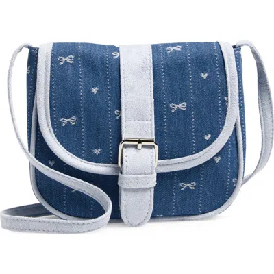 Capelli New York Kids' Bow Embroidery Denim Saddle Bag In Purple
