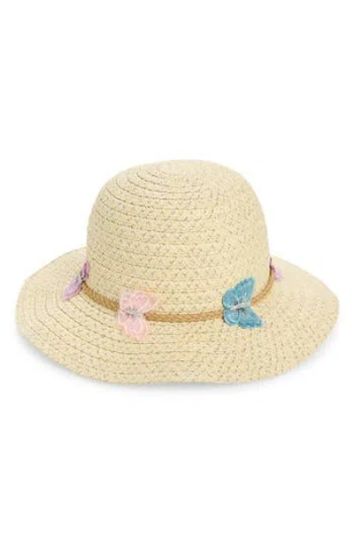 Capelli New York Kids' Butterfly Straw Floppy Hat In Neutral