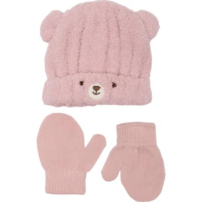 Capelli New York Babies'  Kids' Cozy Bear Beanie & Mittens Set In Brown