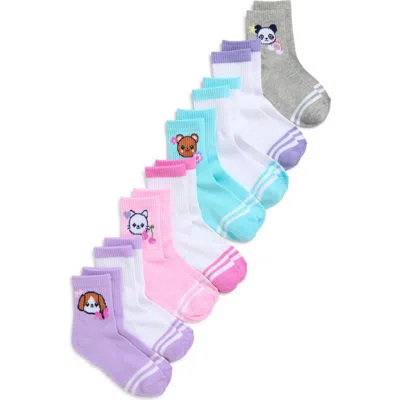 Capelli New York Kids' Critters Assorted 8-pack Quarter Socks In Blue