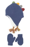 Capelli New York Kids' Dino Hat & Mittens Set In Navy Combo