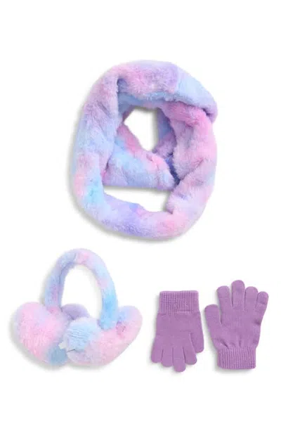 Capelli New York Kids' Faux Fur Earmuff, Scarf & Gloves 3-piece Set In Multi