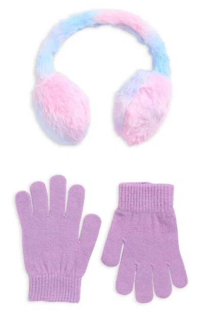 Capelli New York Kids' Faux Fur Earmuffs & Gloves Set In Purple