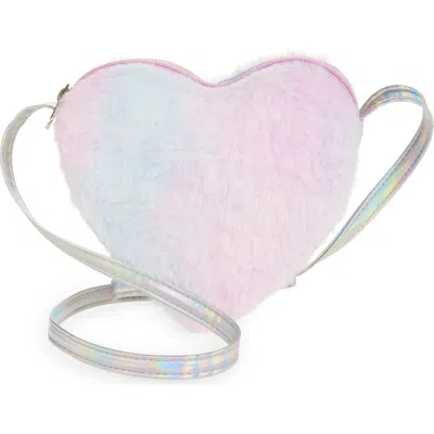 Capelli New York Kids' Faux Fur Heart Crossbody Bag In Pink
