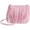 Shop Capelli New York Kids' Faux Suede Fringe Crossbody Bag In Light Pink