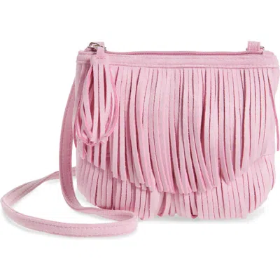 Capelli New York Kids' Faux Suede Fringe Crossbody Bag In Pink
