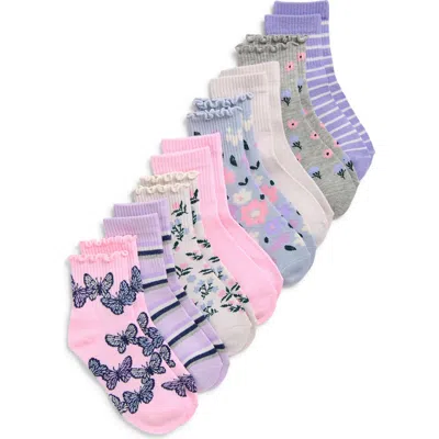 Capelli New York Kids' Floral Butterflies Assorted 8-pack Crew Socks In Multi