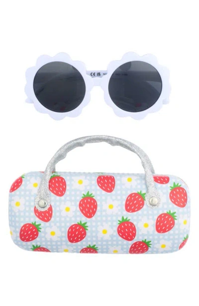 Capelli New York Kids' Flower Sunglasses & Case Set In White Combo