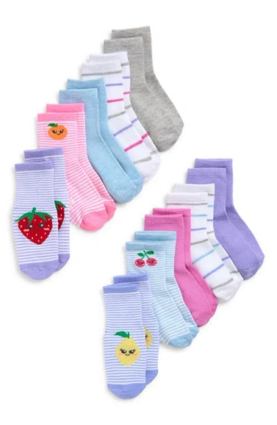 Capelli New York Kids' Happy Fruit Assorted 10-pack Gripper Crew Socks In Multi