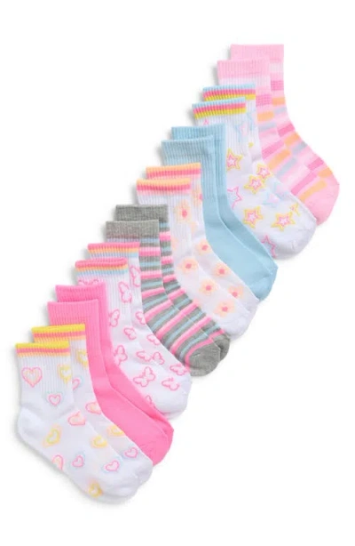 Capelli New York Kids' Happy Vibes Assorted 8-pack Rib Crew Socks In Multi