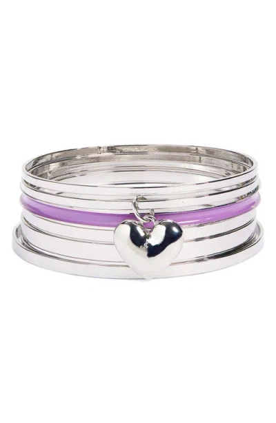 Capelli New York Kids' Heart Bangle Bracelets In Silver