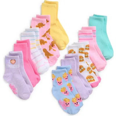 Capelli New York Kids' I Love Snacks Assorted 10-pack Gripper Crew Socks