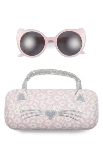 Capelli New York Kids' Leopard Print Sunglasses & Case Set In Pink