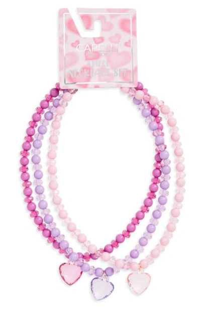 Capelli New York Kids' Pack Of 3 Stretch Necklaces In Purple Multi